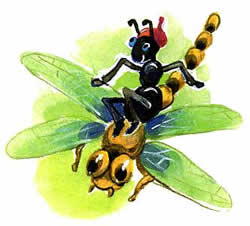 муравьишка летит на стрекозе рисунок