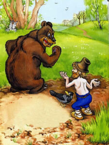 сказка для малышей Вершки и корешки, мыжик пашет медведь командует